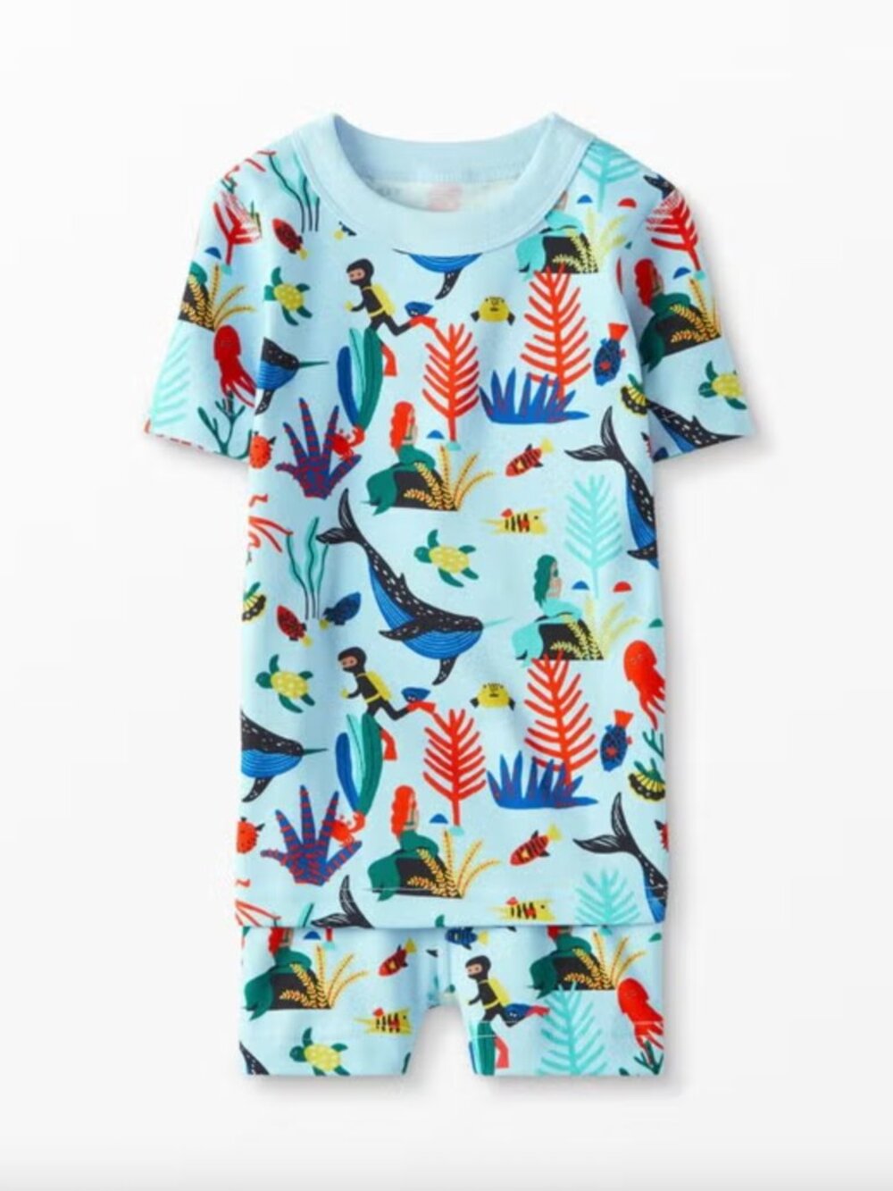 Hanna Andersson HannaJams Short John Pajama Set Ocean Diver - Size 5 110